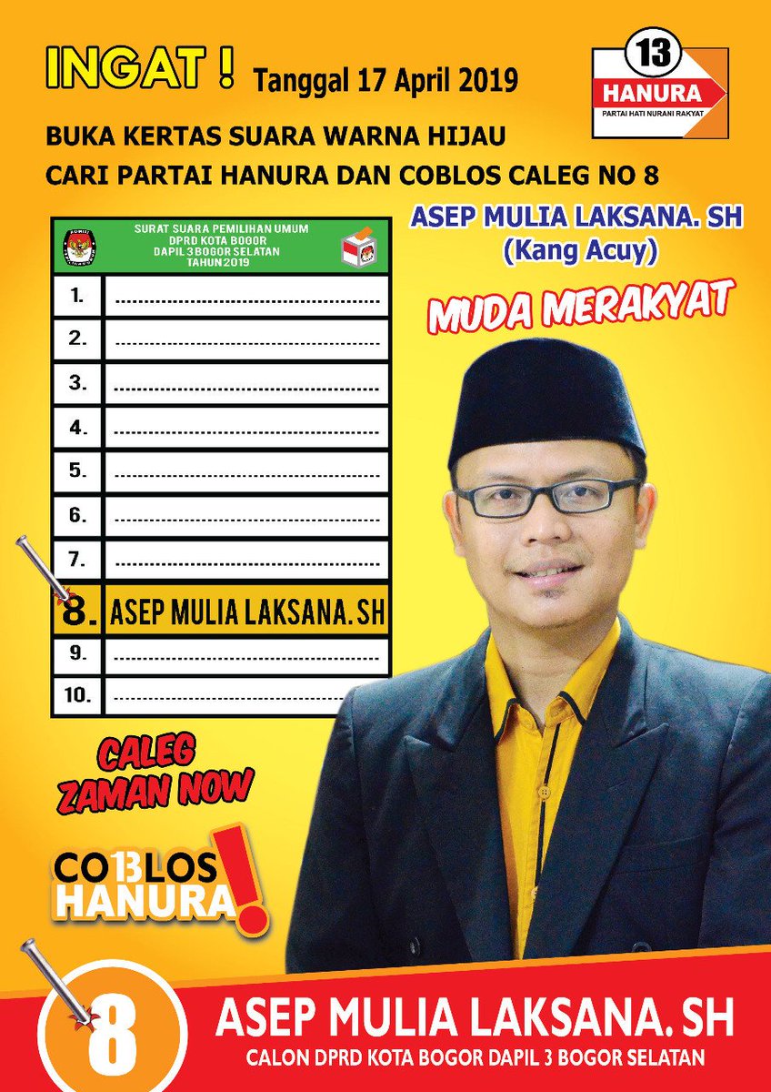 Mohon Doa dan Dukungannya.. 
#calegdprdkotabogor #dapil3bogorselatan #bogor #partaihanura