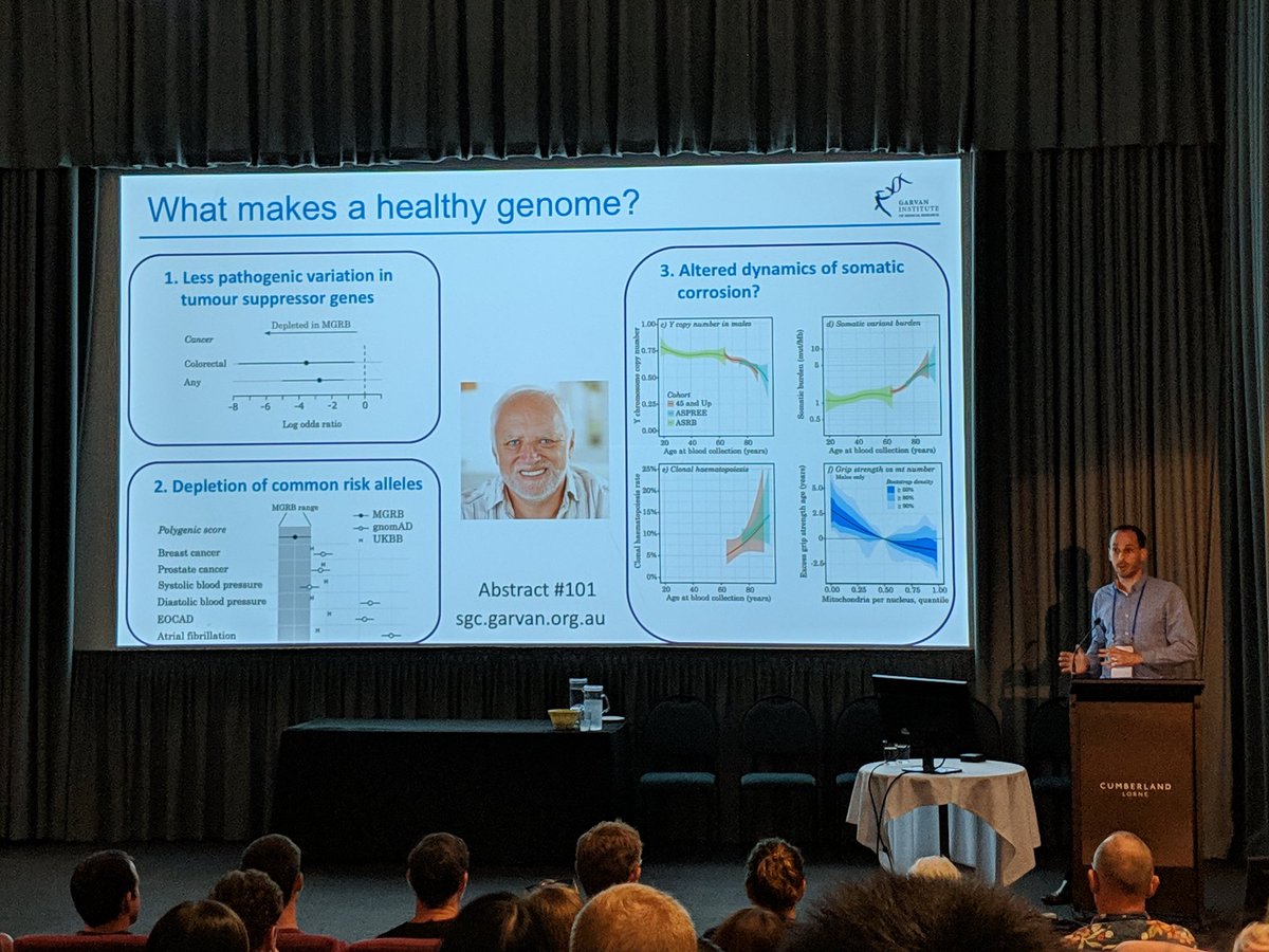 methylnick's tweet image. @MarkPinese giving a #lightningtalk at @GenomeConf #LorneGenome on the #MGRB healthy genome data bank. @ASPREE_aus