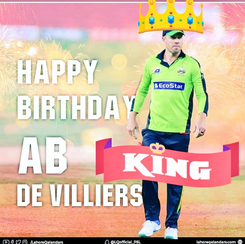  happy birthday AB devilliers Mr 360* enjy the batting and feliding and every thing   