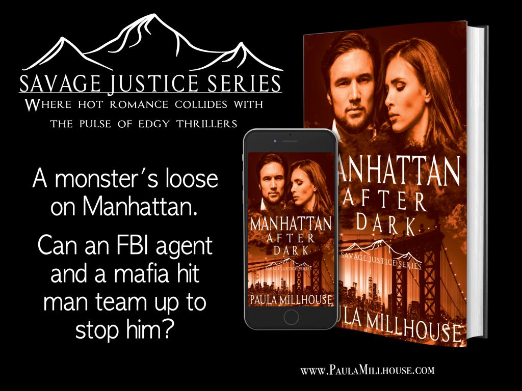 pmillhouse's tweet photo. Book III: MANHATTAN AFTER DARK #NewRelease from Paula Millhouse Can a mafia hit man and an FBI agent team up to stop a madman? #FBIRomance #RomanticThriller #NewYorkRomance https://t.co/ALRA3gYqik https://t.co/i0XTbqpOLm