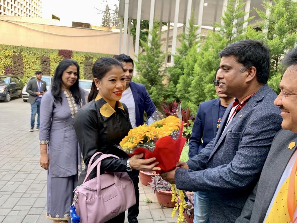 IAbhishekRanjan's tweet photo. You are an epitome of humbleness. @MangteC @RotaryClub16 thank you Ms Mary Kom for your gracious presence at Rotary Karnataka CSR Conference. We wish you good luck for your quest for Olympic Gold. https://t.co/ueH9NUejU7