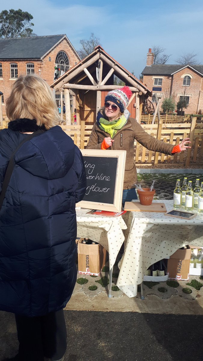 farmmktmanager's tweet photo. Meet the makers at #Belvoir #makersmarket @EngineYardBC. This morning our customers enjoyed speaking with Gemma from @WithamWines about her #elderflower #wine and presse. https://t.co/H9I8HCOgzL