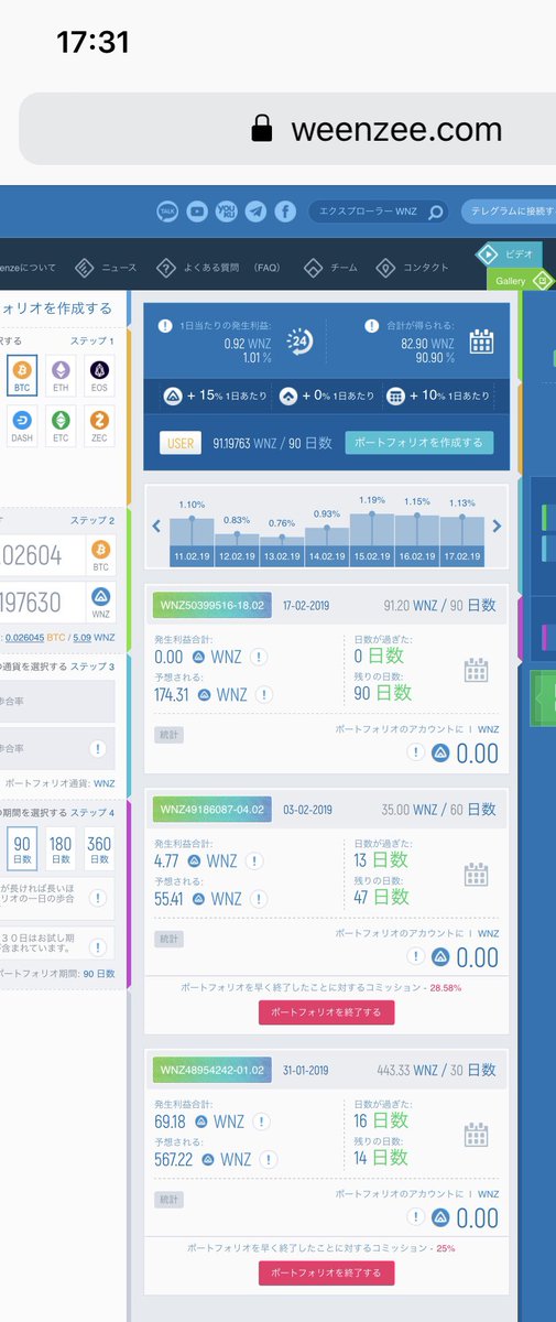 investment_type's tweet photo. BTCINVの配当
約10000円分をそのままWeenzeeへ。

原資の10万円はどこへ行ったのか、、、？？

配当だけは返ってきたので9万円マイナスですね🤔🤔

#Weenzee #BTCINV #投資 #資産運用 https://t.co/ZCn9hhe4wh