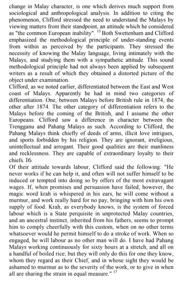 Hugh Clifford alluded to the colonists being part of the problem. He himself was very much aware that Malays were fully capable of working hard