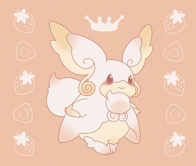 描いてみたかったメガタブンネちゃん いちごミルクみたいな色合いがかわいい 
