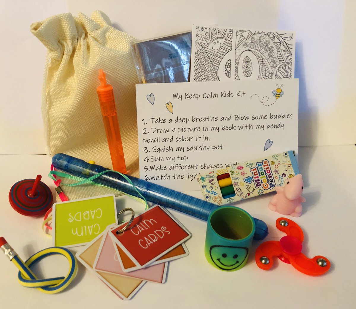 StrengthCards_'s tweet photo. Good morning #UKGiftAM @UKGiftHour Calm Kids Kit. A range of products carefully chosen to allow a child time to calm, focus and redirect negative energy A box full of goodies complete with Jute bag. https://t.co/KCVmSIOocK #distractionbox #calmkidskits #behaviourmanagement https://t.co/64AIQByviU