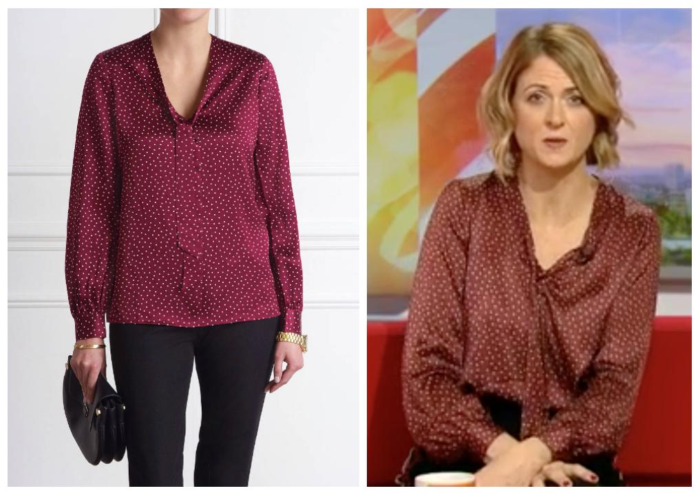 #Spotted <a href="/rachelburden/">Rachel Burden</a> in Merlot Silk Blouse today on <a href="/BBCBreakfast/">BBC Breakfast</a> . We've seen this one a few times. Details here spotted.tv/spots/rachel-b…