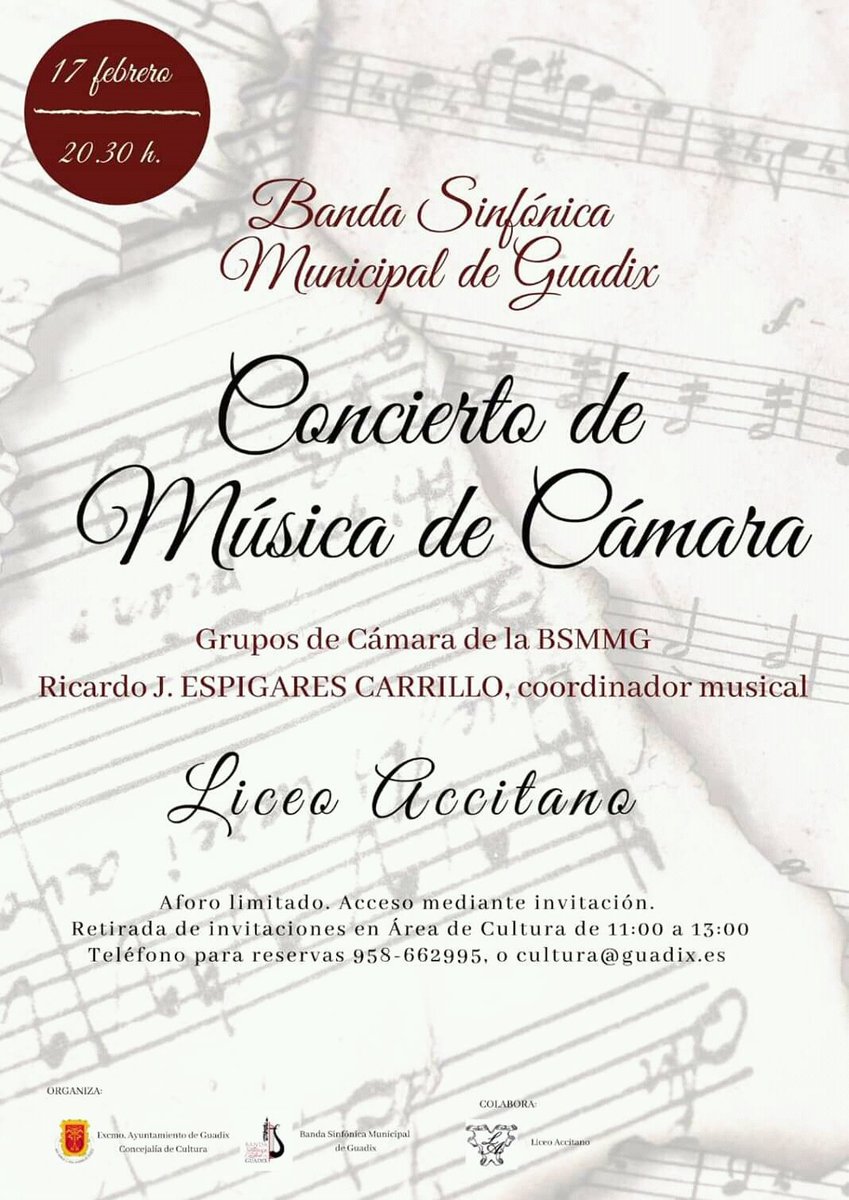 LazaroClarinete's tweet photo. ¡Agotadas las invitaciones! ¡Os esperamos esta noche en el Liceo Accitano! #DúoKahlo #MúsicaDeCámara #Clarinete #Oboe #Flauta #Piano

@AriadnaRuizRuiz @jrsegura @FabiBalinot @BSCGuadix @GuadixaMas @radioguadix @AytoGuadix https://t.co/kPVr1F00di