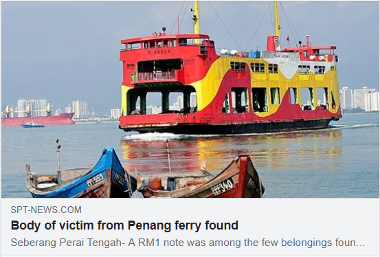 SPTnewspg's tweet photo. Body of victim from Penang ferry found.
Our deepest condolences to the family and the loved ones of the victim.
Read More at https://t.co/wWbGbDM35E
#togetherasacommunity
#sptnews https://t.co/W06nY983oV