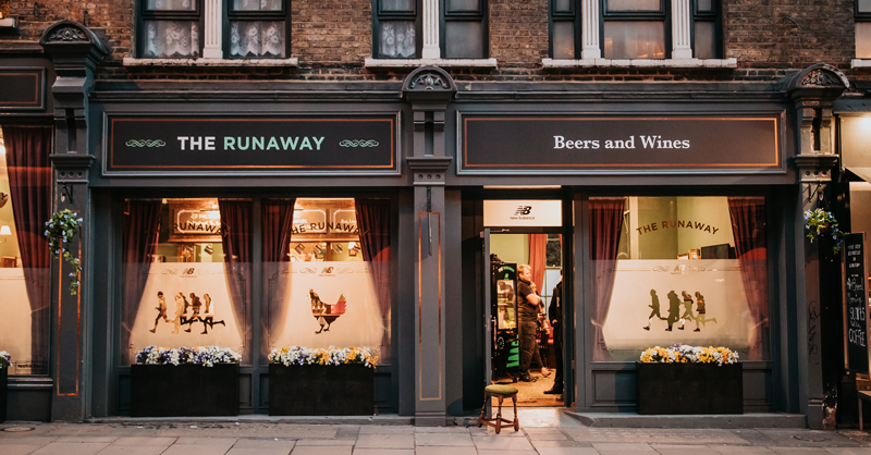 NewBalanceUK's tweet photo. Welcome to #TheRunaway pub - where you can redeem your @STRAVA miles for free pints 🍺. 

Our first challenge starts tomorrow. Find out more 👉 https://t.co/yBoYGoafY8 https://t.co/NQyFRHJxiF
