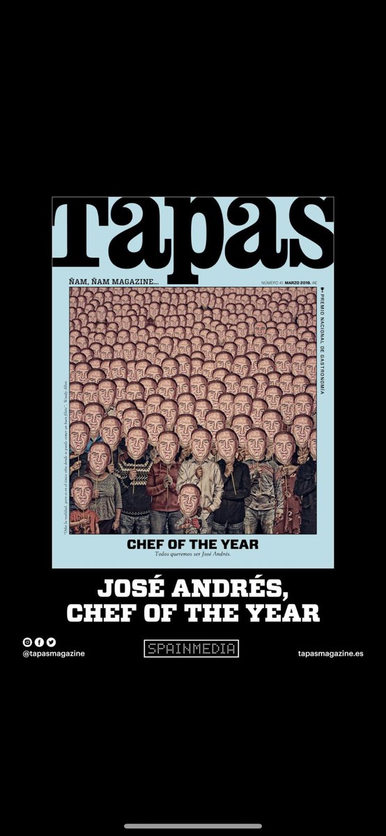 EXTRA! EXTRA! <a href="/chefjoseandres/">Chef José Andrés 🕊️🥘🍳</a> <a href="/TapasMagazine/">tapasmagazine</a> #ChefOfTheYear Se lo entregaremos el proximo 19 de febrero en el Hotel Palace @spainmediaes #ñamñam magazine