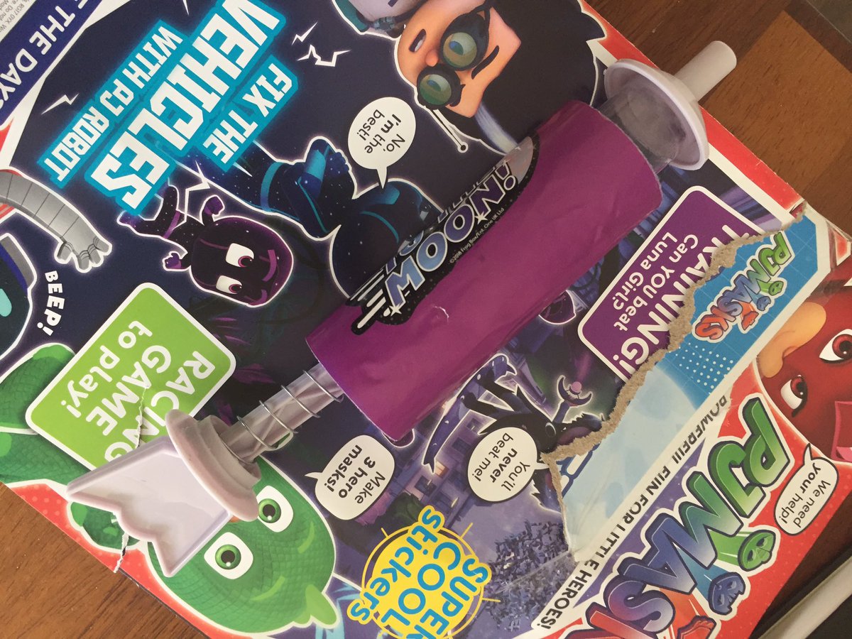 hugospops's tweet image. sick of buying kids magazines like @PJMasks the toys on the front are so badly made absolutely shocking broken after 1 use