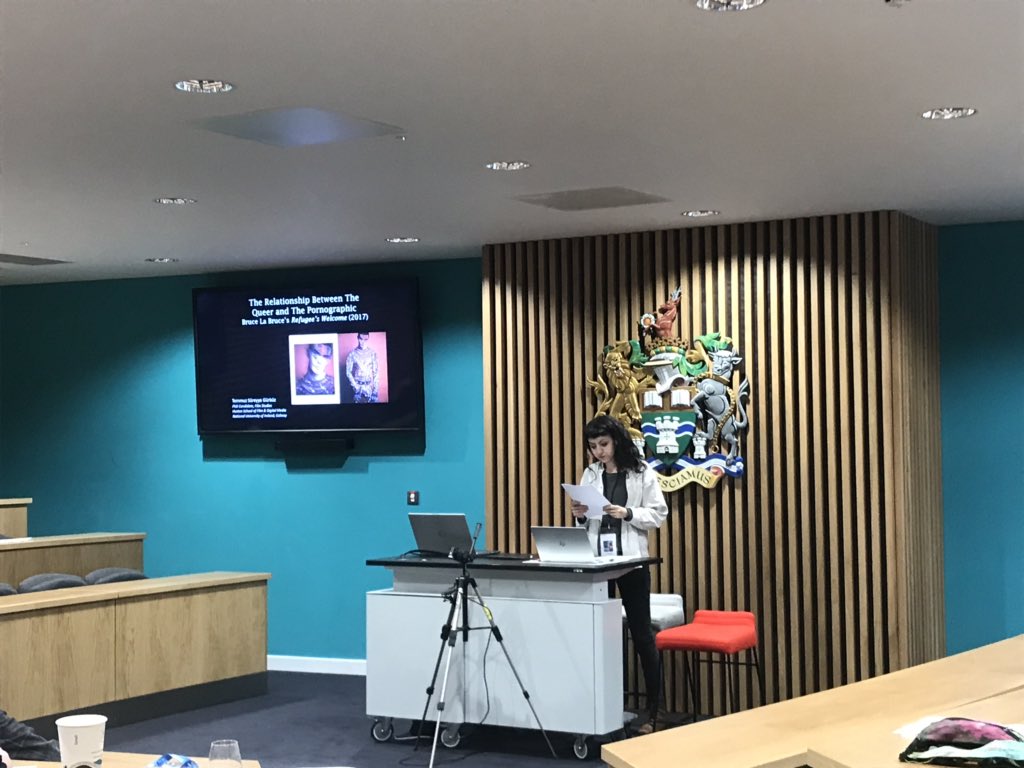 STFRUoN's tweet photo. @temmuzsr kicking off our Sex and Transgression panel with her paper on ‘The Relationship Between the Queer Subject and the Pornographic: Bruce La Bruce’s Refugee’s Welcome’ https://t.co/XI2sAAG7Um