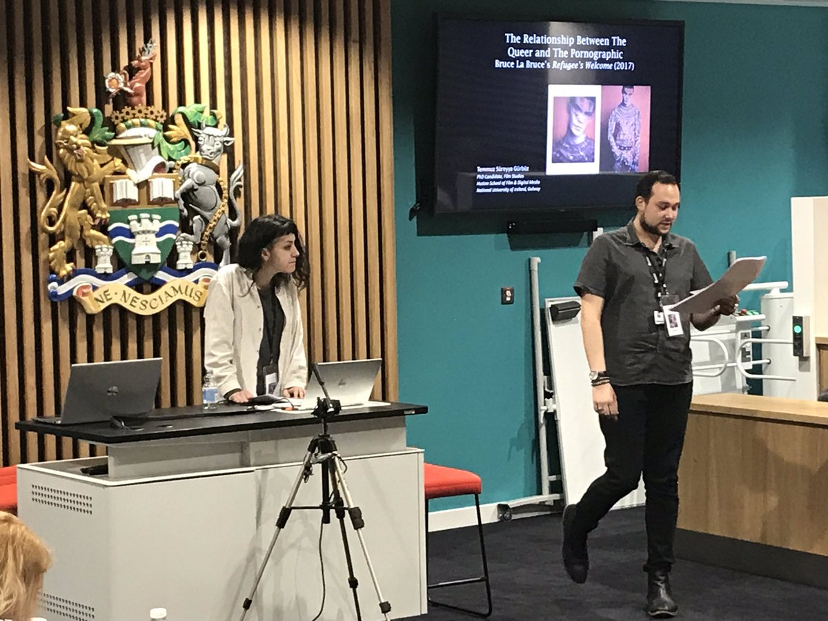 STFRUoN's tweet photo. @ATStepniak introducing the first paper on our first panel of the day; @temmuzsr with ‘The Relationship Between the Queer Subject and The Pornographic: Bruce La Bruce’s Refugee’s Welcome’. https://t.co/lMF6ElKSE6