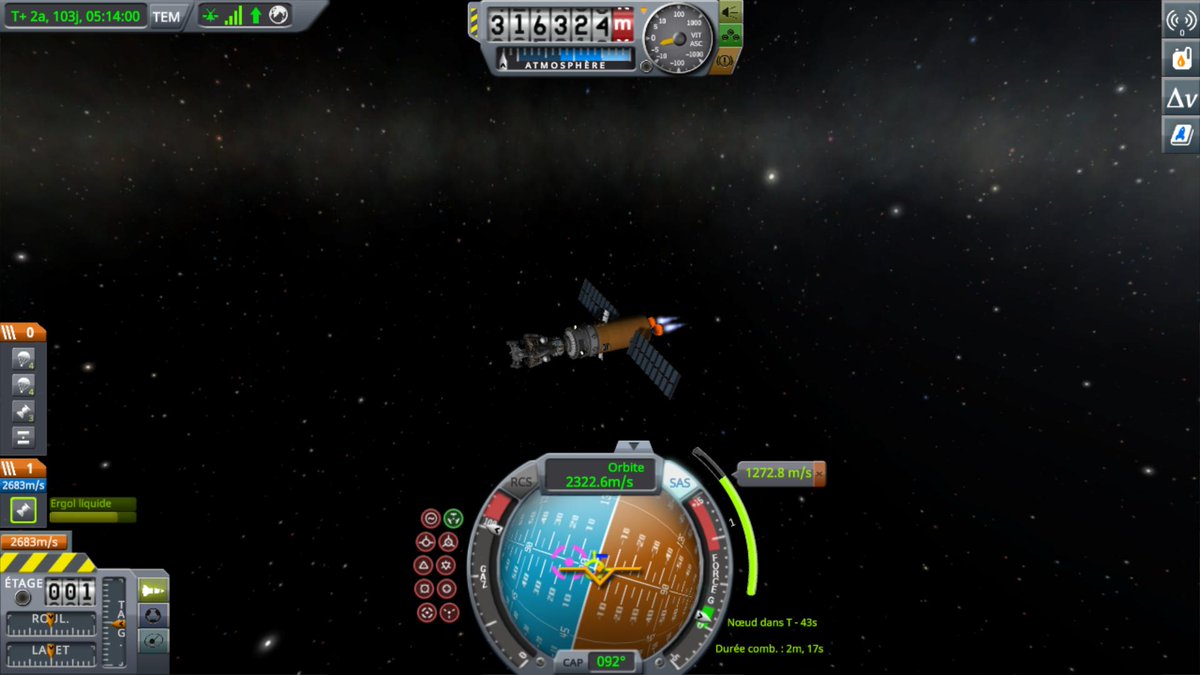 Amaury_cts_'s tweet photo. Et hop, j'ai envoyé Rovy le rover en orbite autour de Mars. Le soucis c'est que niveau carburant c'est très chaud, je ne peux même pas abaisser mon orbite, je vais devoir envoyer un vaisseau ravitailleur... #SaveOppy https://t.co/TXNbWvWE1z