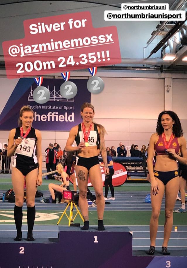🏃🏼‍♀️|| Phenomenal race from Jazmine Moss who has secured a 🥈Silver medal over the 200m at #BUCSNationals 🎉

Congratulations!!

⚫️⚪️
#IAmNorthumbria
