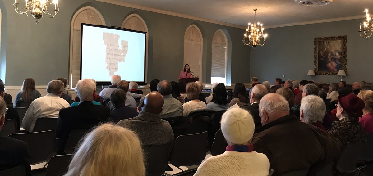 Packed house at <a href="/FirstPresEvnstn/">FirstPresEvanston</a>  with Dr. Amy Peeler. Engaging us in both mind and heart on the reliability of Scripture. @albpeeler #ExploreGod
