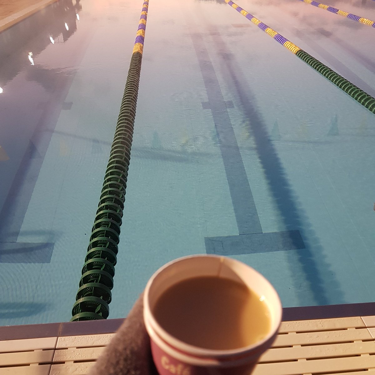 A good brew makes for a very happy coach poolside this morning!! The small things 😊 #coaching #mallorca #yorkshiretea #triathlon #swimming