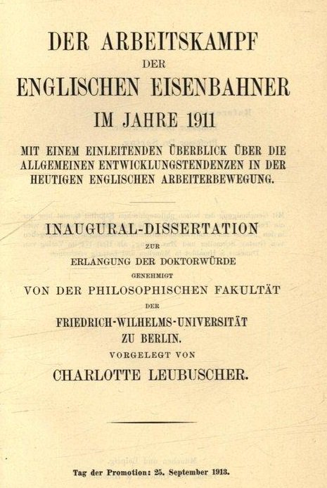 25b\\ Leubuscher studied especially colonial economics. From 1923 until 1933, she was president of the German Society of Female Economists (Vereinigung der Nationlökonominnen). She became a professor in Berlin in 1929. As a “half-Jew”, she was removed from this position in 1933.
