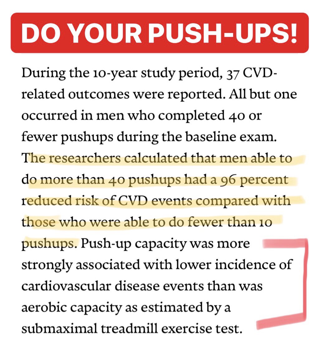 FirefighterFFit's tweet image. DO YOUR PUSH-UPS!

“Association Between Push-up Exercise Capacity and Future Cardiovascular Events Among Active Adult Men”, a study performed with Indiana firefighters.

news.harvard.edu/gazette/story/…