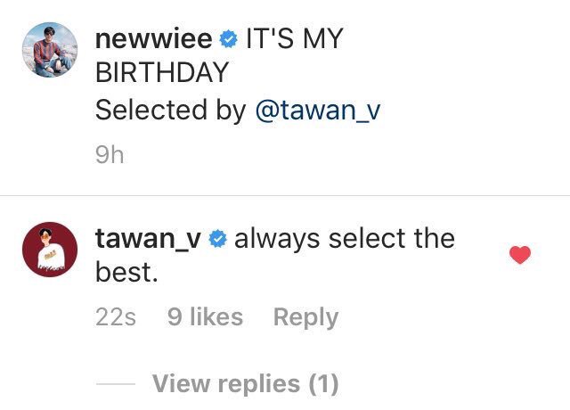 Tay being the tsundere king that he is, commented after 9hrs the pic was posted "always select the best"