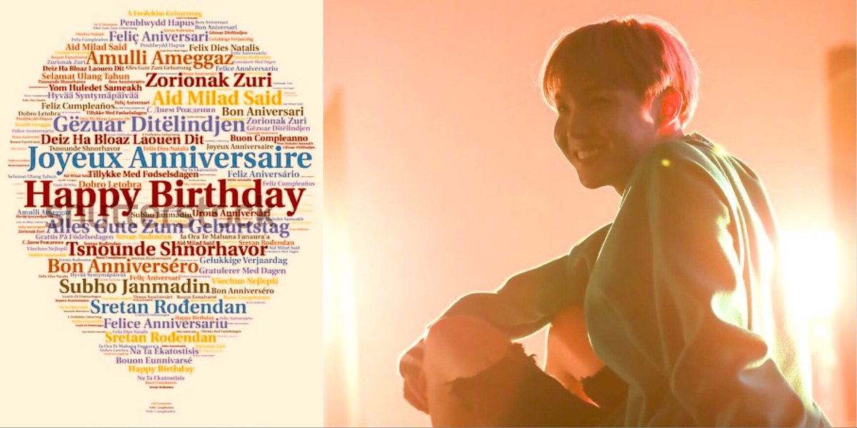 It doesn't matter which language we speak, you're bringing our World closer together, you're making our World more peaceful...
Wish you a Happy Birthday in all of our languages around the world.. 
#OurPieceOfPeace #SunshineHobiDay #MY_HOPE_JHOPE
