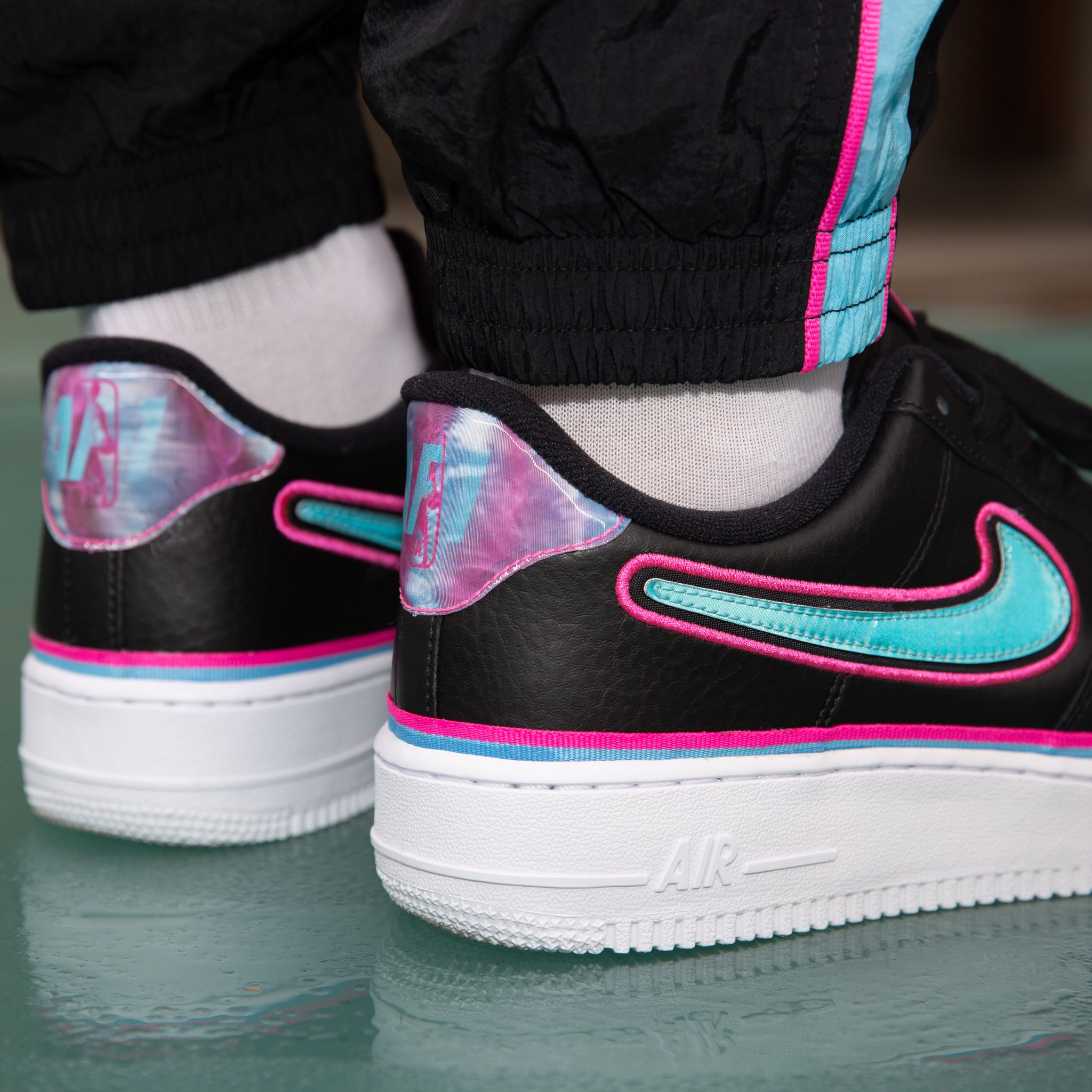 Nike Air Force 1 Low Sport NBA Black Blue Gale Laser Fuchsia 