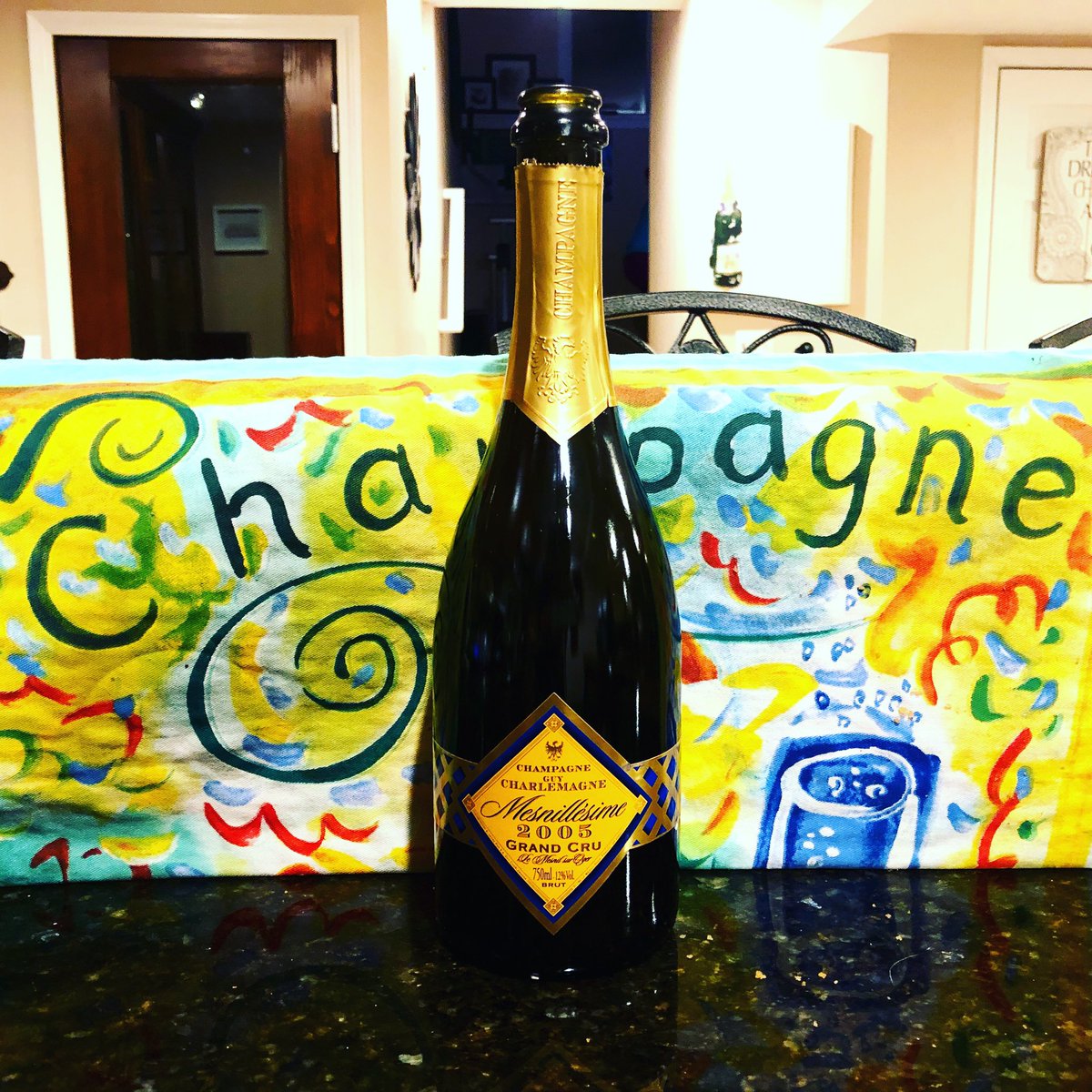 Very nice bottle of 2005 @guycharlemagne1 Mesnillésime this weekend.  Very lively and full of citrus.  The bottle was drained far too quickly.  Folks need to stop hating on anything that says 2005 in Champagne.