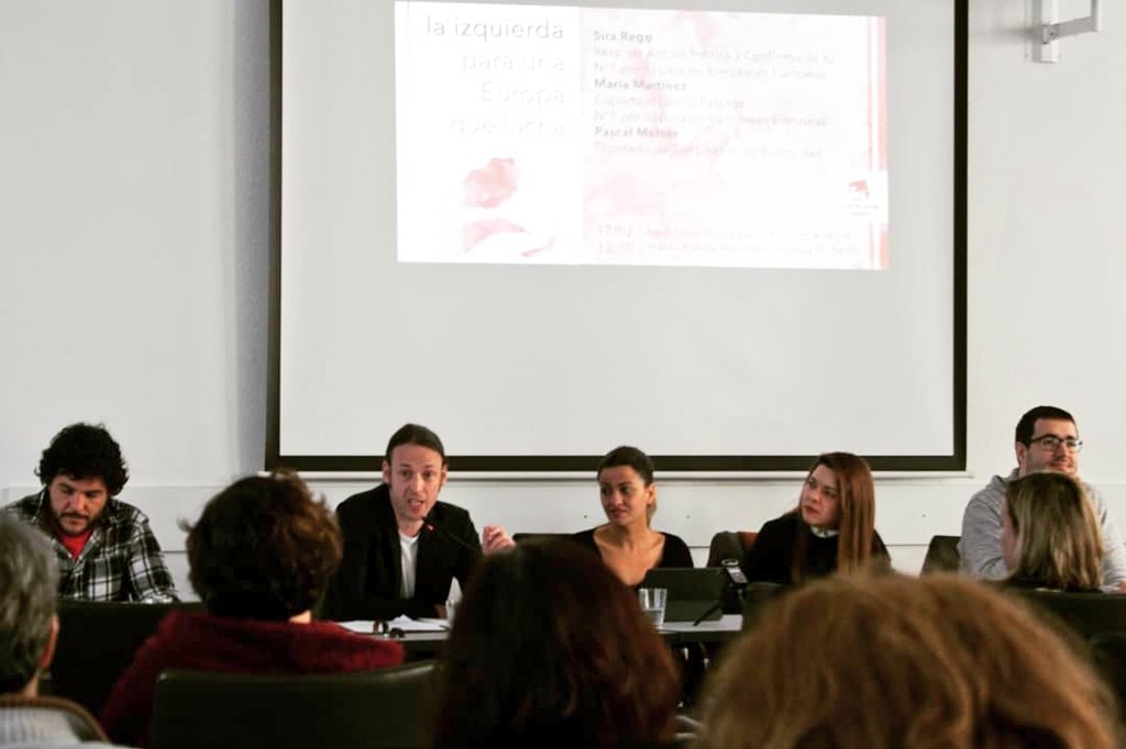 IUExterior's tweet photo. Hoy hemos celebrado en #Berlín el acto «La izquierda para una Europa que lucha», con @sirarego y @MariaExterior, candidatas de @iunida a las #EleccionesEuropeas; @pascalmeiser y @JudithBenda, de @dieLinke; y compañeras del @PCEExterior, @PodemosBerlin y el @PCdeChile. https://t.co/EVqGnPWnZO