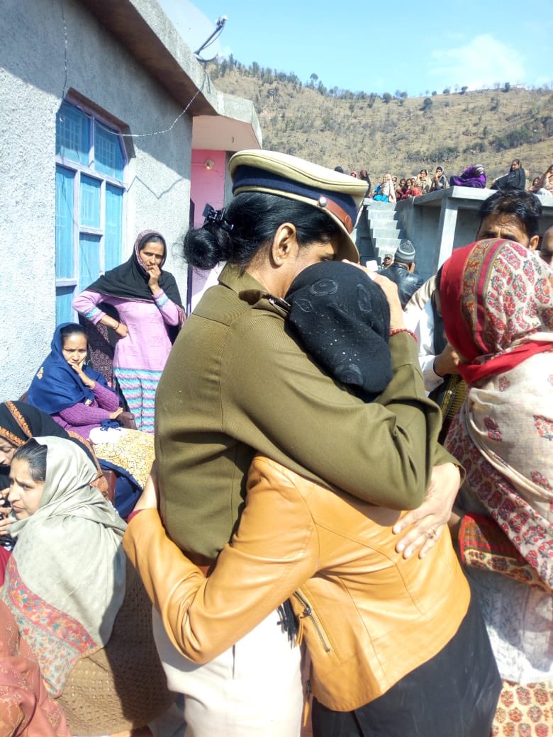 A Mother in Uniform, is still a Mother: Ms Neetu, DIG, CRPF with the family of Shaheed HC/GD Naseer Ahmad, who made the supreme sacrifice in the Pulwama attack on 14/02/2019.