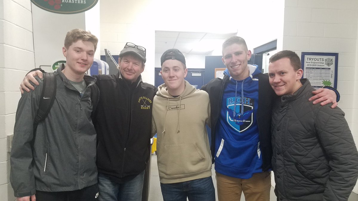 Coach Giuliotti is a proud Coach and Dad tonight. Former NR players, T. Day, N.Day and K.Murphy and former RMHS player J.Giuliotti competed against each other in the A.C.H.A playoffs. St. A's squeaked by Bently 3 to 2. 
<a href="/NRHSHockey/">NRHS Hockey Team</a> 
<a href="/RMHSHockey1/">Reading Rockets Hockey</a> 
<a href="/MassHSHockey/">MassHSHockey</a>