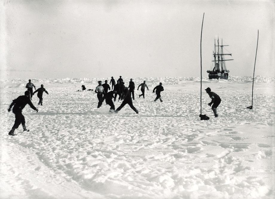 Frank Hurley - Football match on Antarctica, Ernest Shackelton Expedition 1914