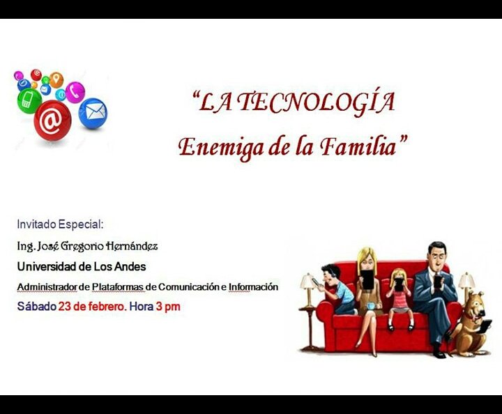 La Iglesia Adventista de La Parroquia les invita acompañarnos el día sábado a la conferencia de Vida Familiar, sera un placer contar con su presencia