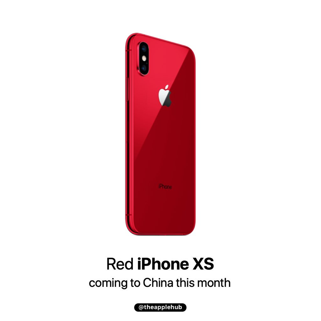 Inspektør Er deprimeret Svarende til Apple Hub on Twitter: "According to a Weibo post, Apple will launch a red  iPhone XS/XS Max in China this month. Apparently, Apple will not use the  PRODUCT(RED) branding and call the