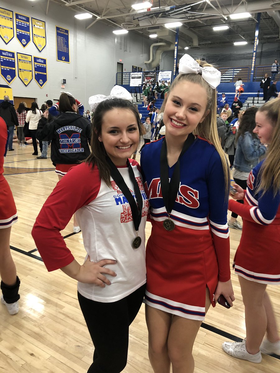 So proud! 2nd Place in the Central Divison, 3rd in Non-Tumbling, and a great exhibition from Bunsold <a href="/monarchcheer/">Coach St. John</a> ... Plus Mackenzie and Makayla were selected as All-OCC! ❤️💙 The season continues next week at Zane Trace - stay tuned!! #ptbm