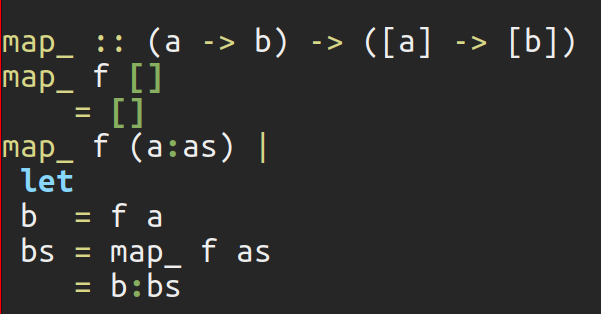 Iceland_jack's tweet photo. @emi1ypi @whyevernotso It's the #PatternGuards syntax

  foo a
    | a < 0
    = ..
    | otherwise
    = ..

which allows let bindings ('| let' is incidentally a drop in replacement for '| otherwise'), all of these let binding are accepts: https://t.co/LQLsGnpTXR
