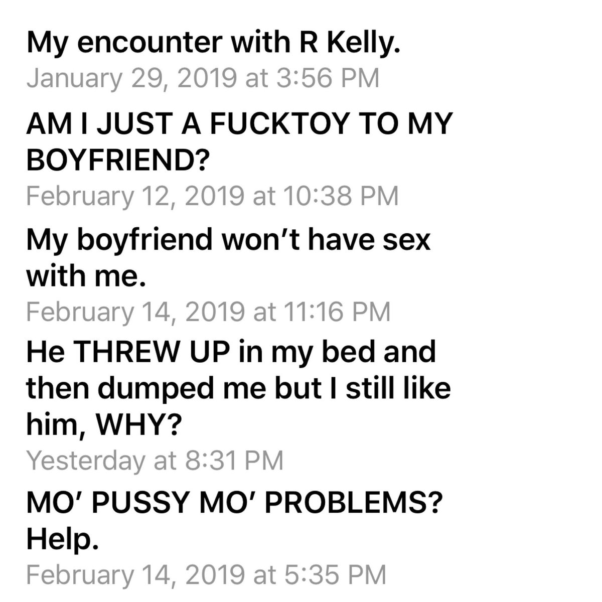 GuysWeFcked's tweet photo. #SubjectLineSunday #GuysWeFucked #FuckerEmails #MuteRKelly #JustAFucktoy #WhyYouNoFuckMeBoyfriend #HumpThrowUpAndDump #PussyPussyPussyProblems https://t.co/AunHYIIV4A