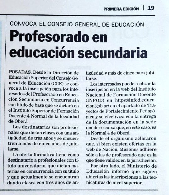 Laura_Noremberg's tweet photo. #InfoCorrecta 👇
El diario @primeraedicionw publicó la información como debe ser Luego de Interiorizarse de sobre el Tema.
#Gracias al Enérgico Reclamo de @udpm_misiones @mariluleverberg @alejschrott @DirEdSup_Mnes https://t.co/g5yOEKeeN5