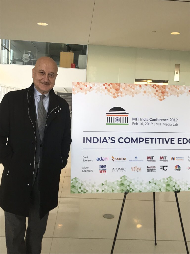 AnupamPKher's tweet photo. Thank you #ProfKothari, #AditiPrasad, teachers, students and guests at @MITIndiaConf, Boston for your love, warmth, hospitality and appreciation. It was a great learning experience for me to interact with you, the #BrandAmbassadors of our country. Jai Ho.🙏🇮🇳 #MITIndiaConf https://t.co/GWsgItfBeS