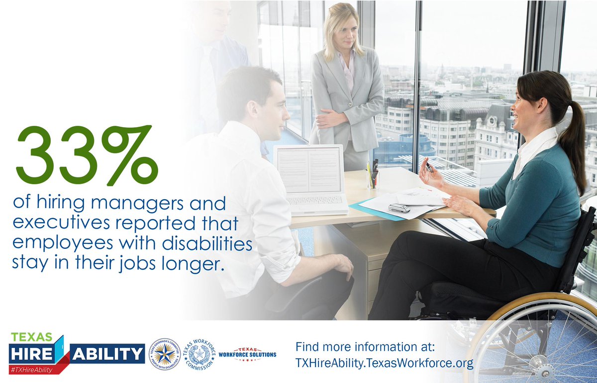 Supervisors rate employees with disabilities as equally or more productive! Learn more at http://TXHireAbility.TexasWorkforce.org #TXHireAbility
