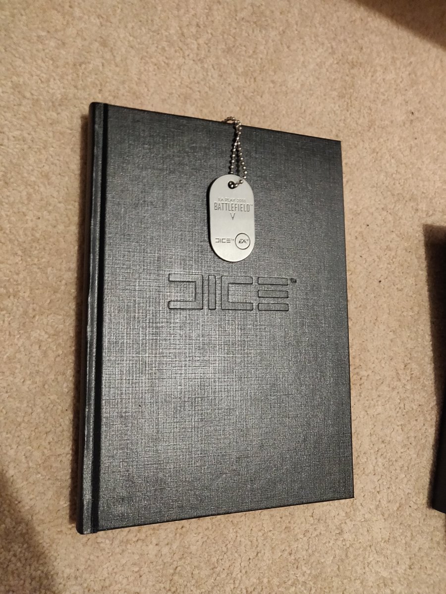 NEXT 👏 GIVEAWAY 👏

I've got THREE DICE notebooks and THREE #BattlefieldV EA Play 2018 Dog Tags... 3 prize winners get a book and dog tag each!

RT this tweet and FOLLOW so I can DM you if you win.

Winners picked at 6pm UK on 18th Feb.

Good luck! 🙏