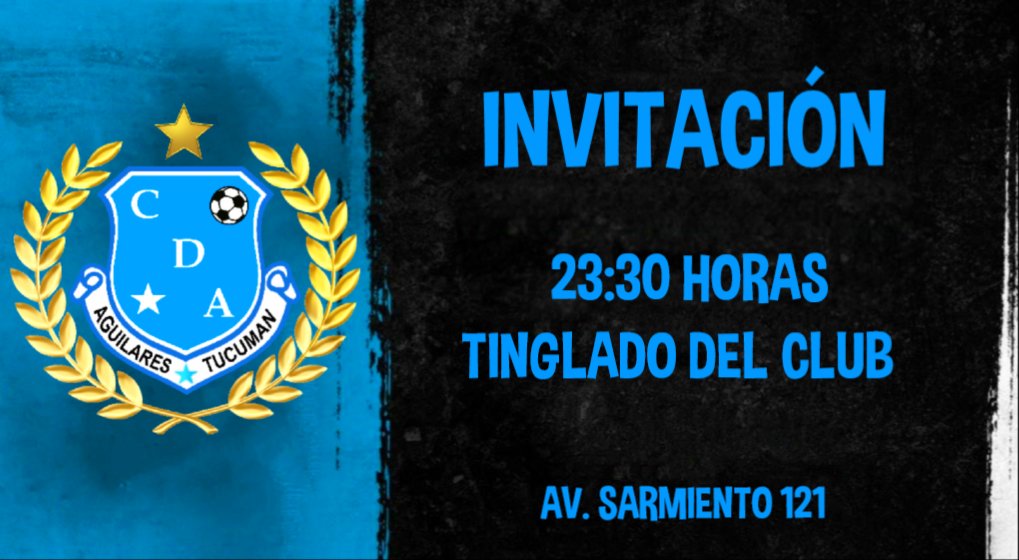 DepAguilares's tweet photo. Invitamos a todas la familia Celeste a reunirse hoy Domingo desde las 23:30 hs.En el tinglado del club para recibir a las 00:00 horas los 87 años de vida institucional de nuestro querido, pueden llavar banderas, elementos de percusión, vientos, bombas para acompañar a la batucada https://t.co/150eqC8INT