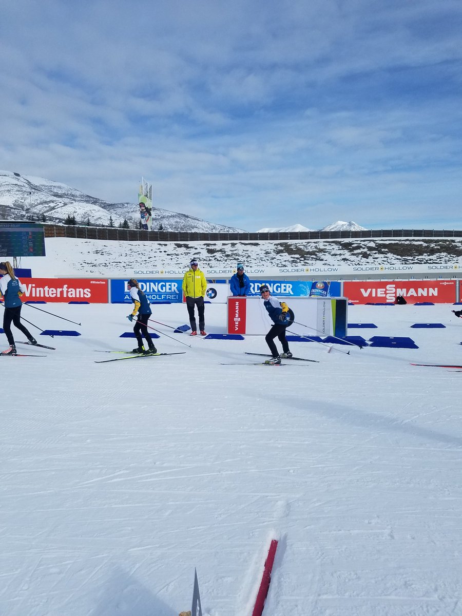 Emma,  Milo and Pearl forerunning for the IBU World Cup Biathlon! Look for the whole Page Circus on TV!