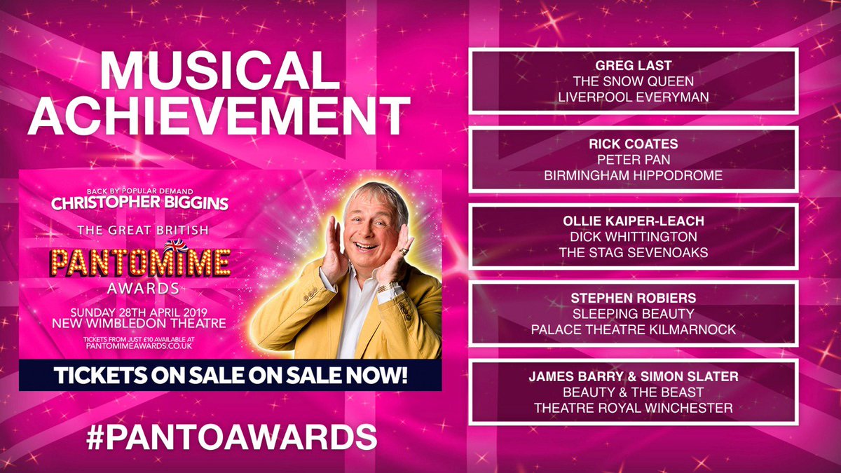 Musical Achievement sponsored by ABRSM. Nominations are.. <a href="/musicstudio34/">Rick Coates</a> <a href="/brumhippodrome/">Birmingham Hippodrome</a> <a href="/QdosPantomimes/">Qdos Pantomimes</a> , <a href="/greeg77/">Greg Last</a> <a href="/LivEveryPlay/">Liverpool Everyman & Playhouse theatres</a> , @Ollie_KLMusic <a href="/StagSevenoaks/">The Stag Sevenoaks</a> , Stephen Robiers <a href="/Imagine_Theatre/">Imagine Theatre</a> Palace Theatre Kilmarnock &amp; James Barry &amp; Simon Slater <a href="/TRwinchester/">Theatre Royal Winchester</a>