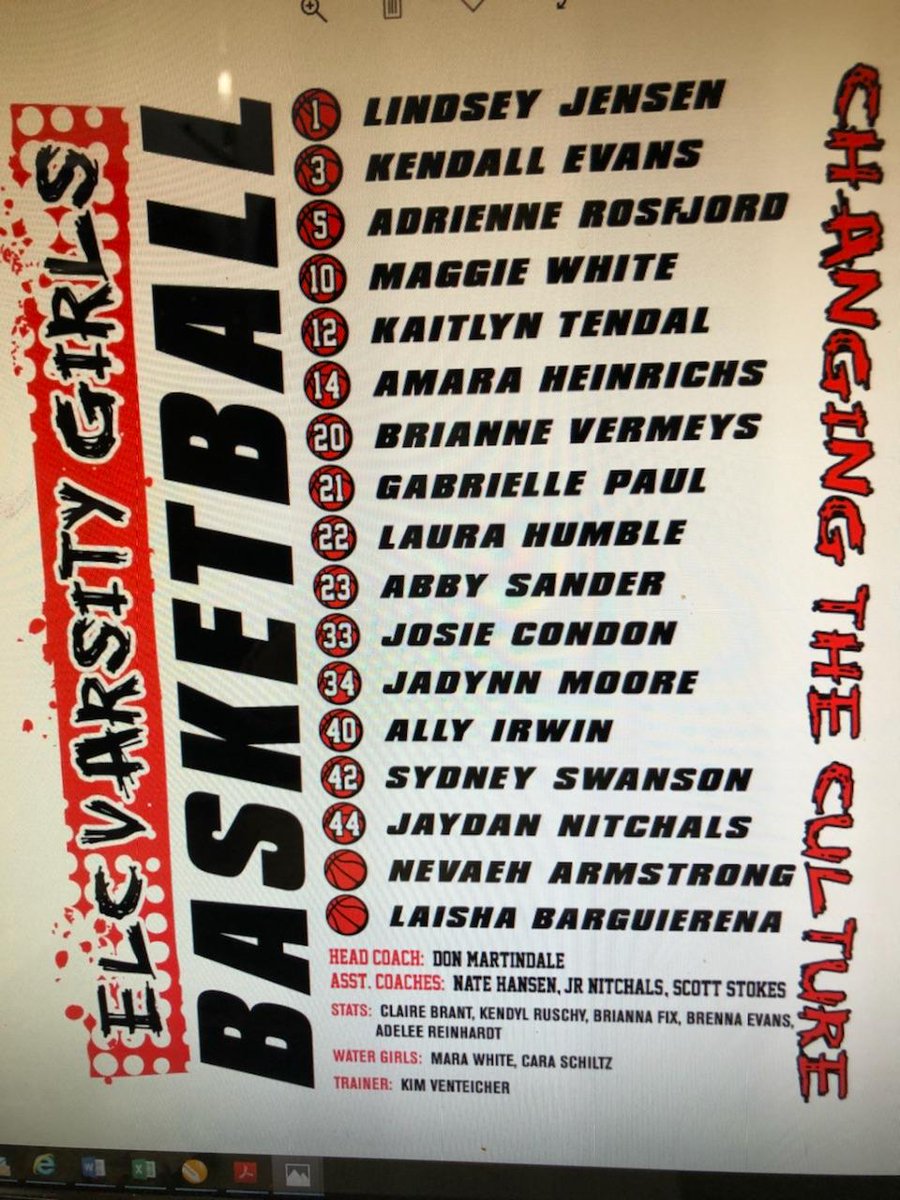 ELC COMMUNITY...We designed these shirts based off our motto...
"CHANGING THE CULTURE.
 Everyone get your order in, so we can all be the SAME at our "1st" game at state....we included all the kids, mgrs., water girls, trainer and coaches names