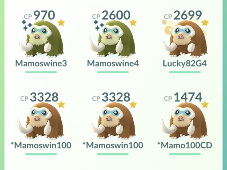 PokemonMum's tweet photo. What a busy #SwinubCommunityDay!
Managed 6✨shinys✨for each child &amp; I caught 10!💪🏻
Love the little cutecumbers💚🥒☺️
(My kids prefer🧟‍♂️ZombieSwinub!)
#MamoswineArmy #ShinySwinub
#PokémonGoCommunityDay
#SinnohStones #PokémonGo https://t.co/5g09JUuxGe