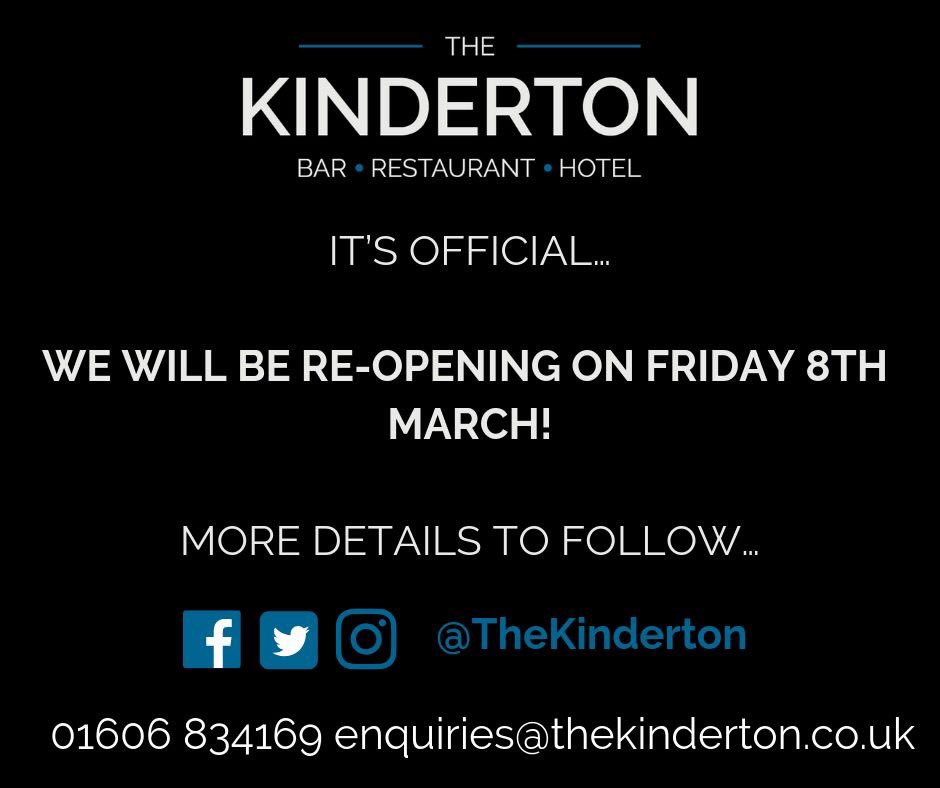 TheKinderton's tweet photo. Exciting news! #openingparty #thekinderton #midedlewichbar #restaurant #8thmarch https://t.co/PhjXgeG4rH