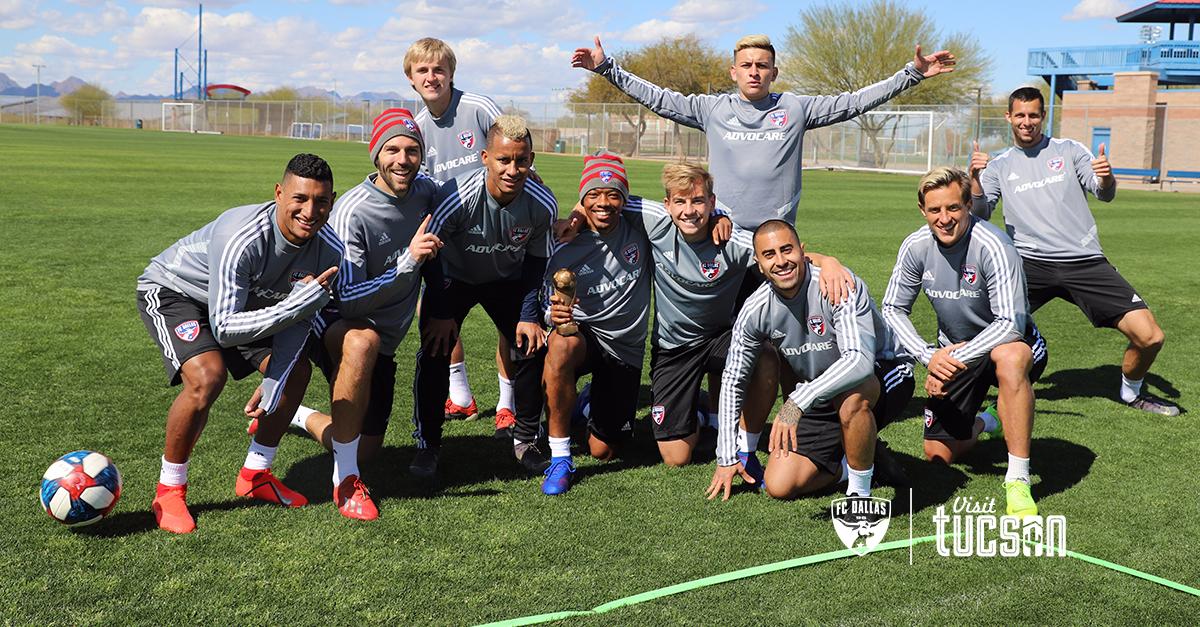 Back in @VisitTucsonAZ, soccer tennis got a little heated at training. #FCDPreseason