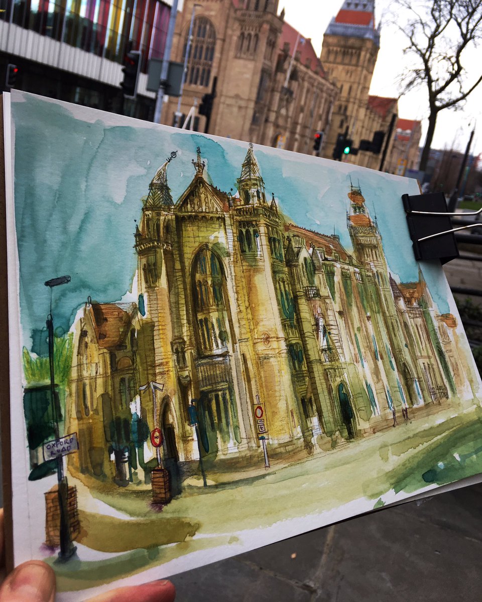 Sketching today on #OxfordRoad with <a href="/MCR_UrbanSketch/">MCR Urban Sketchers</a> Sat outside <a href="/KroBarOriginal/">KroBar</a> to draw #ManchesterUniversity