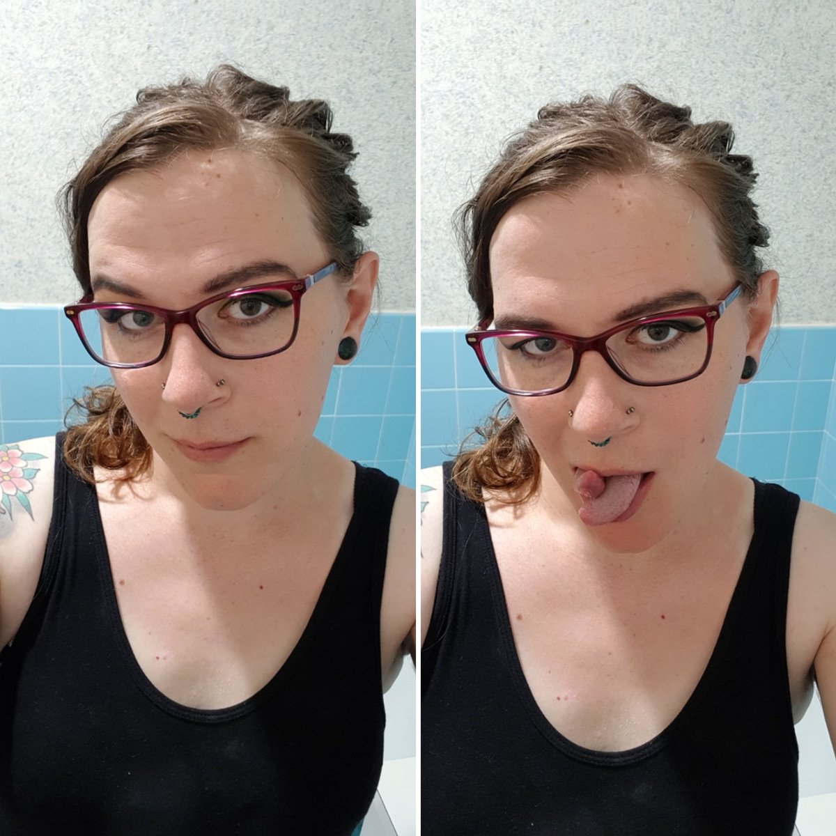 Quiet_Kao's tweet photo. I am beyond tired today. Drs app this morning then off to Tafe on less than 2 hours of sleep, wish me luck. 
#girlslikeus #tonguebifurcation #tonguesplit #heavymod #piercedgirls #tired #feelingcute #mtf #transgender #trans #transpride #lgbt #lgbtqia https://t.co/ns7RL6xiLM
